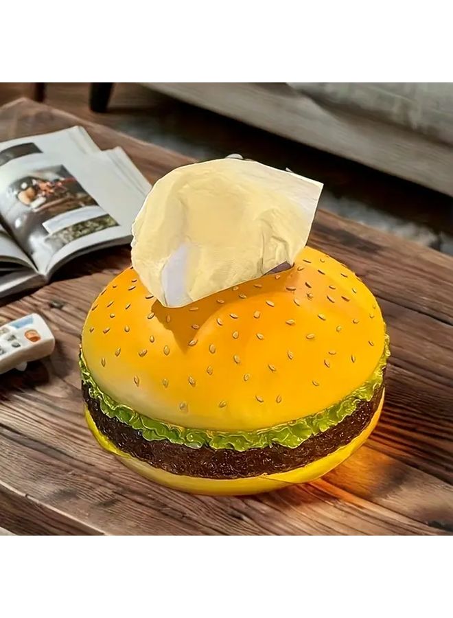 Square Hamburger Tissue Box Novelty Design Plastic Napkin Holder Kitchen Desk Decor Gift - Image 4